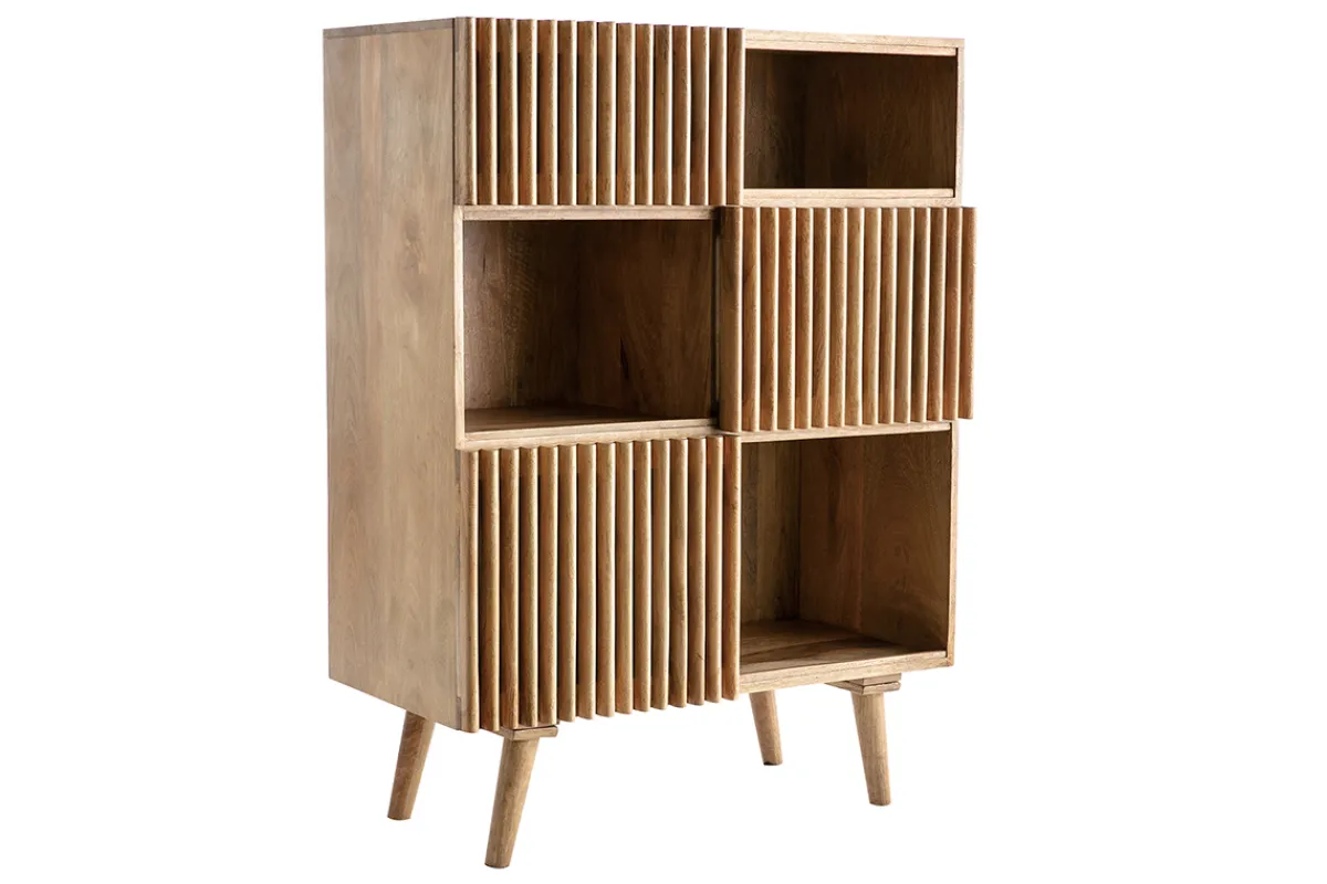 Miliboo Hohe Anrichte aus massivem Mangoholz mit Schiebetüren ALBA* Sideboards