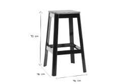 Miliboo Industrial-Barhocker aus schwarzem Metall und Holz H75 cm (2er-Pack) NICK* Barhocker