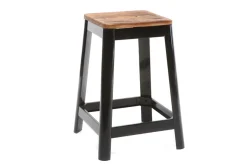 Miliboo Industrial-Barhocker aus schwarzem Metall und Holz H65 cm (2er-Pack) NICK* Barhocker