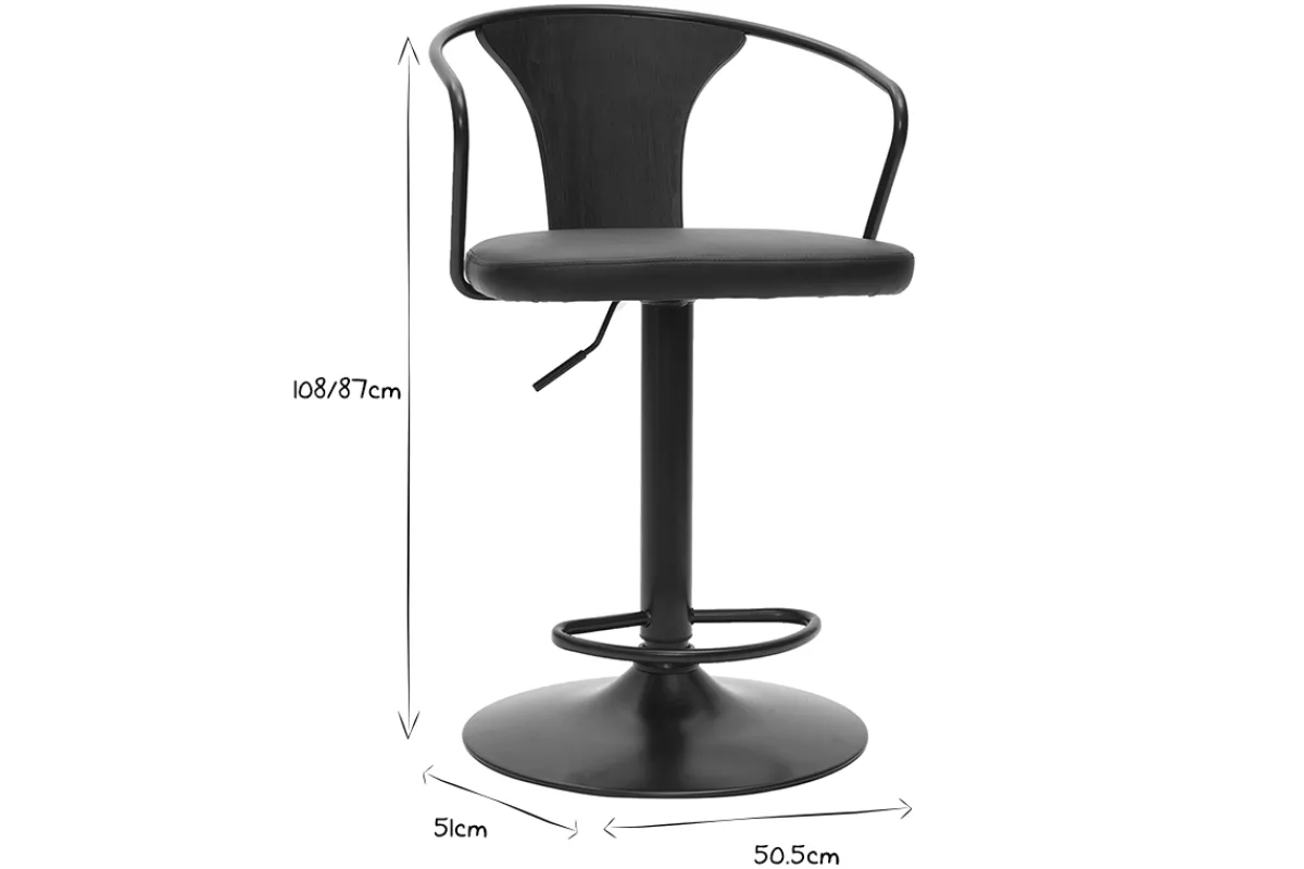 Miliboo Industrial-Barhocker höhenverstellbar schwarz (2er-Set) BECKETT* Barhocker