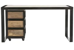Miliboo Industrial-Schreibtisch mit beweglichen Schubladenelementen aus massivem Mangoholz L156 cm INDUSTRIA* Design-schreibtische