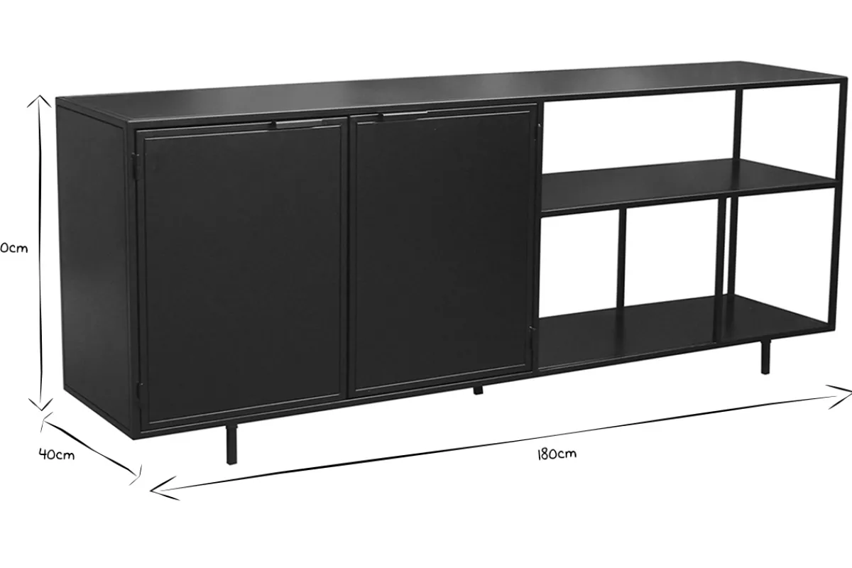 Miliboo Industrial-Sideboard aus schwarzem Metall mit 2 Türen L180 KARL* Sideboards