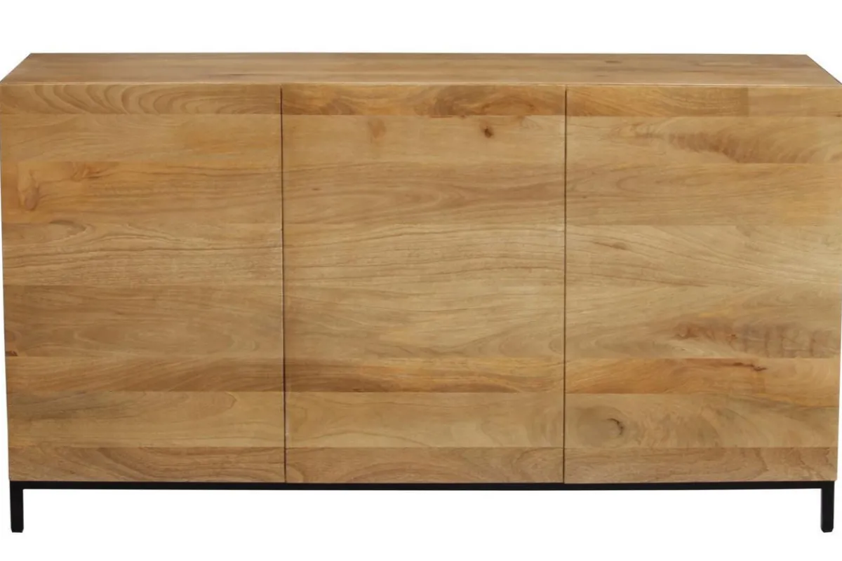 Miliboo Industrial-Sideboard YPSTER 3 Türen aus aus massivem Mangoholz und Metall* Sideboards