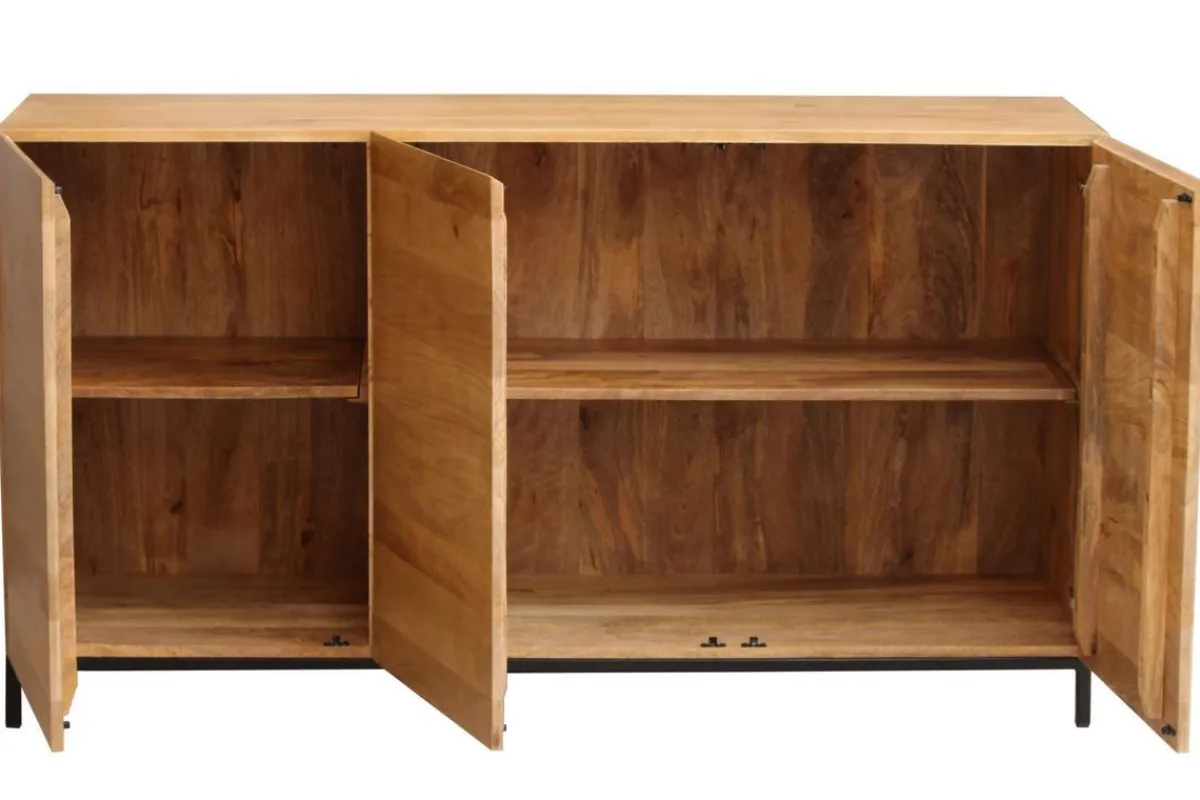 Miliboo Industrial-Sideboard YPSTER 3 Türen aus aus massivem Mangoholz und Metall* Sideboards