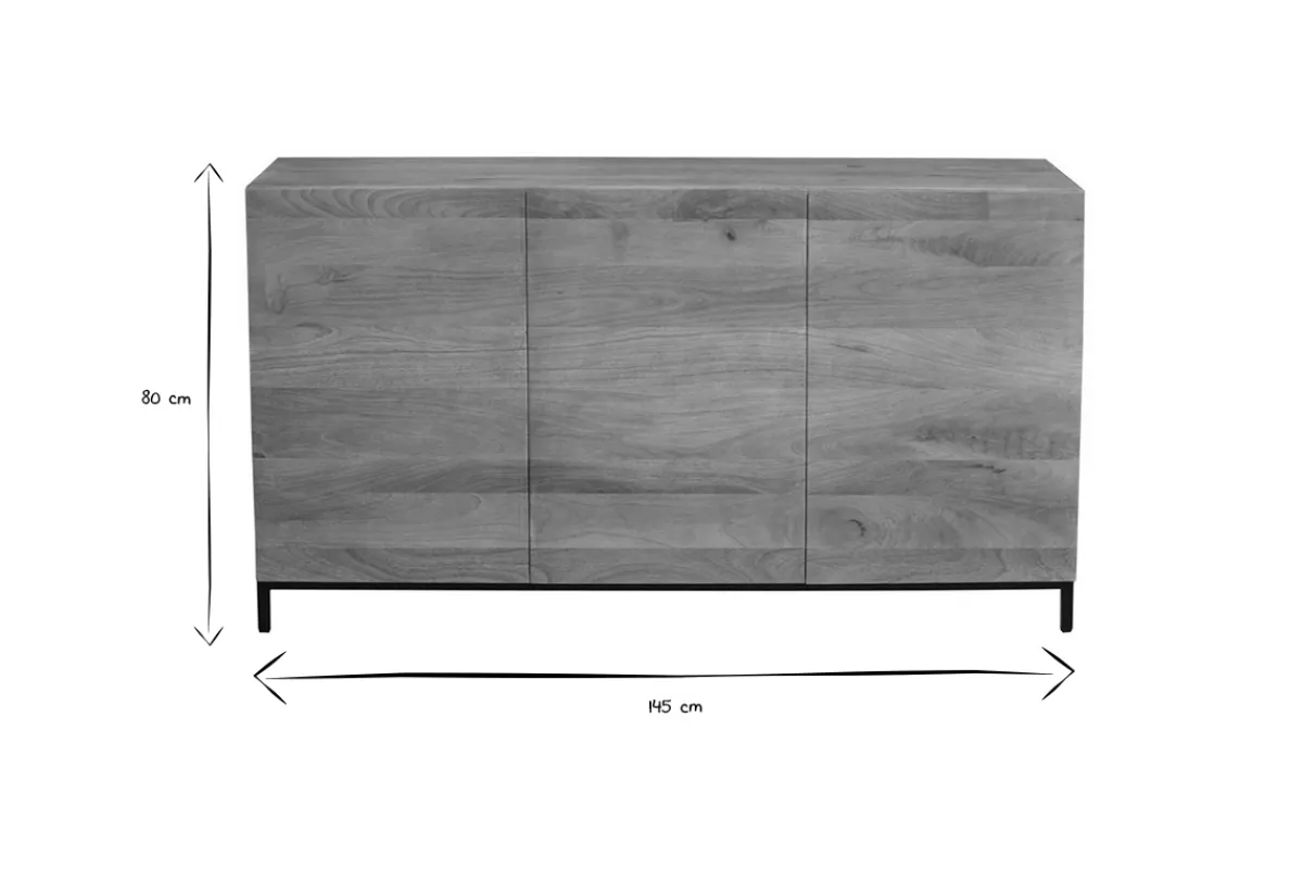 Miliboo Industrial-Sideboard YPSTER 3 Türen aus aus massivem Mangoholz und Metall* Sideboards
