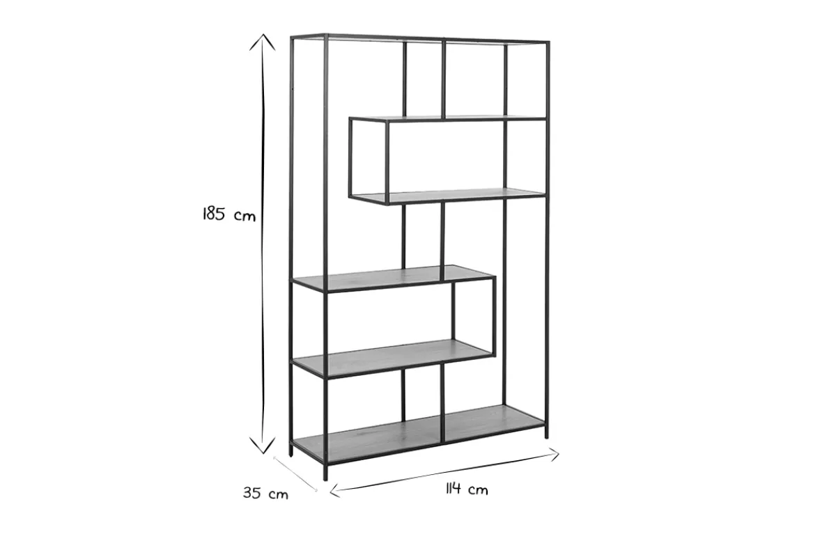 Miliboo Industrie-Bücherregal aus schwarzem Metall und Holz L114 cm TRESCA* Bücherregale|Bücherregale