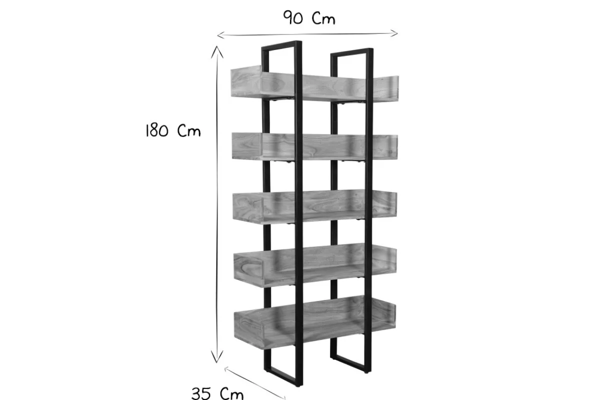 Miliboo Industrieller Bücherschrank aus massivem Akazienholz und schwarzem Metall L90 cm TAO* Bücherregale|Bücherregale