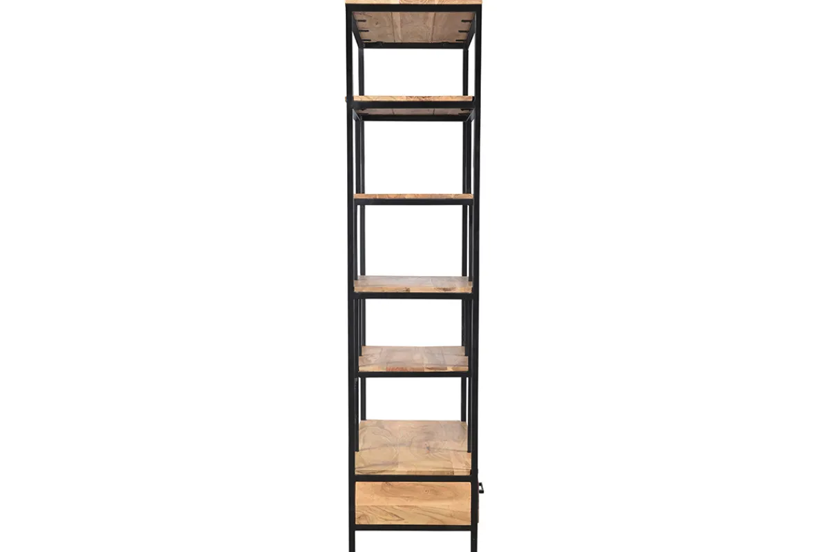 Miliboo Industrieller Bücherschrank aus massivem Akazienholz und schwarzem Metall L90 cm JASPE* Bücherregale|Bücherregale