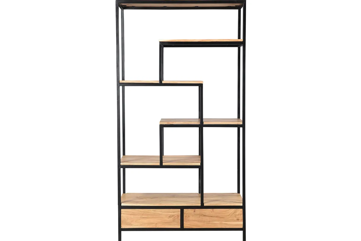 Miliboo Industrieller Bücherschrank aus massivem Akazienholz und schwarzem Metall L90 cm JASPE* Bücherregale|Bücherregale
