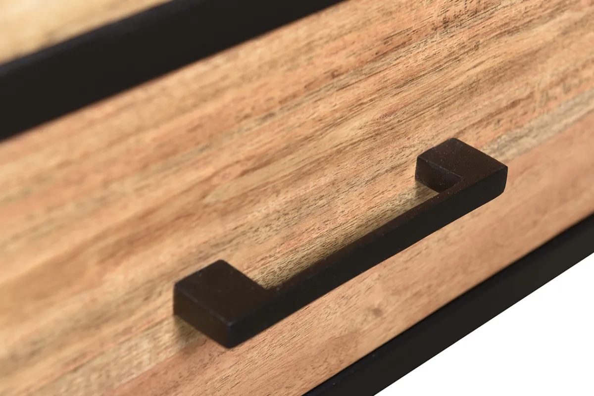 Miliboo Industrieller Bücherschrank aus massivem Akazienholz und schwarzem Metall L90 cm JASPE* Bücherregale|Bücherregale
