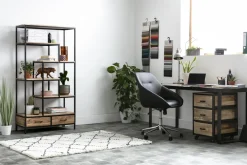 Miliboo Industrieller Bücherschrank aus massivem Akazienholz und schwarzem Metall L90 cm JASPE* Bücherregale|Bücherregale