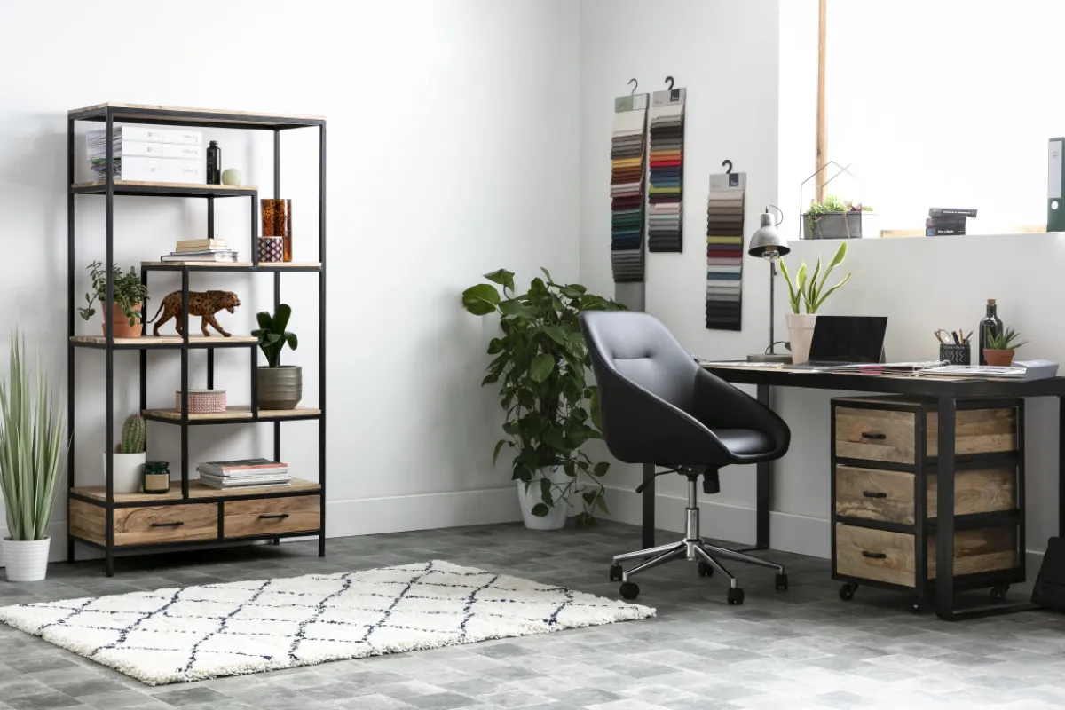 Miliboo Industrieller Bücherschrank aus massivem Akazienholz und schwarzem Metall L90 cm JASPE* Bücherregale|Bücherregale