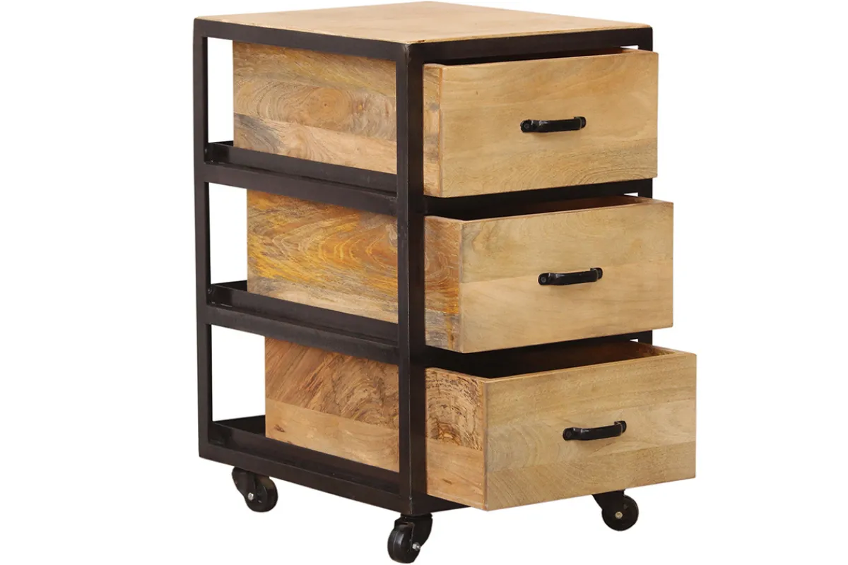 Miliboo Industrieller Design-Container INDUSTRIA aus Massivholz* Design-schreibtische|Aufbewahrung Büro