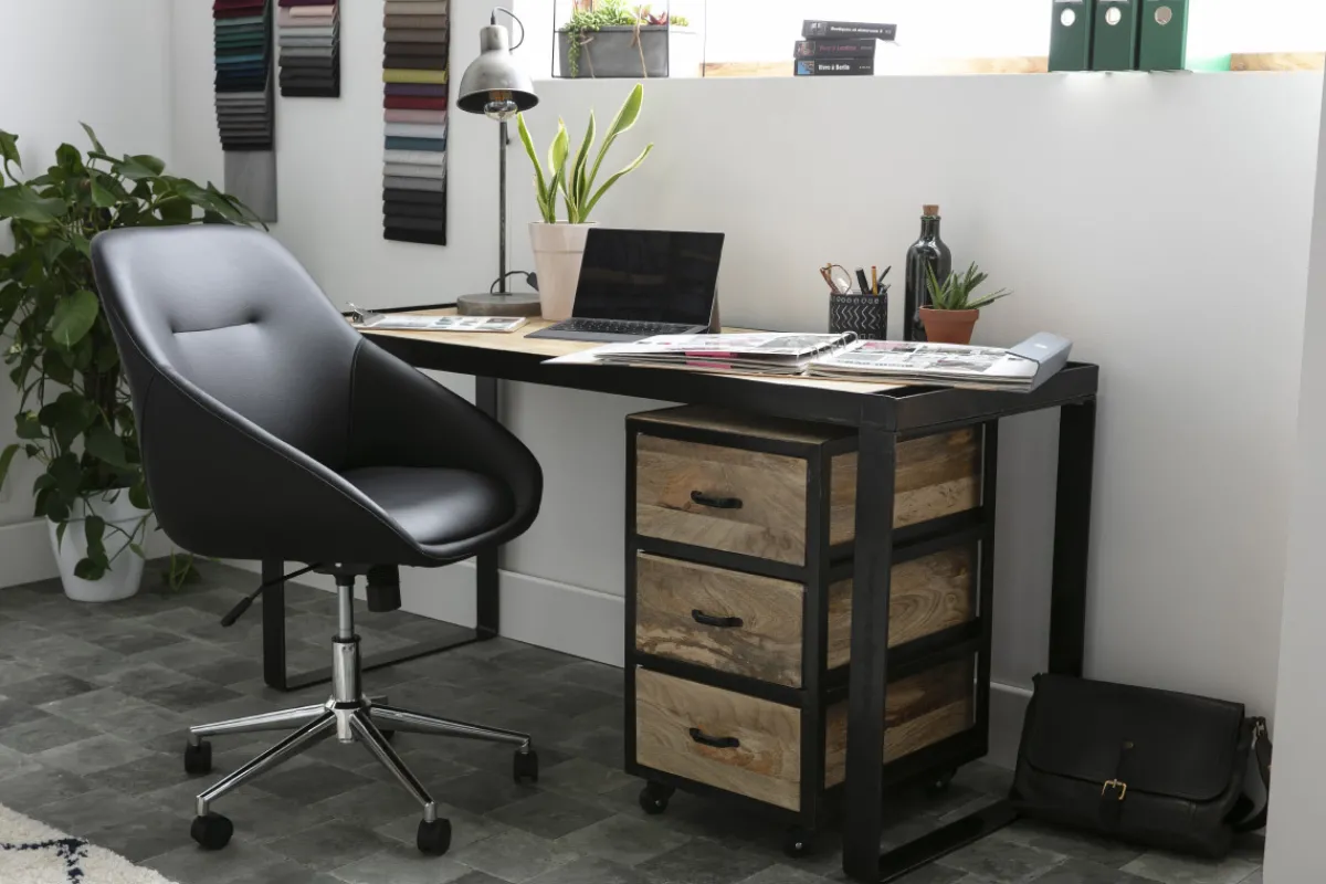 Miliboo Industrieller Design-Container INDUSTRIA aus Massivholz* Design-schreibtische|Aufbewahrung Büro