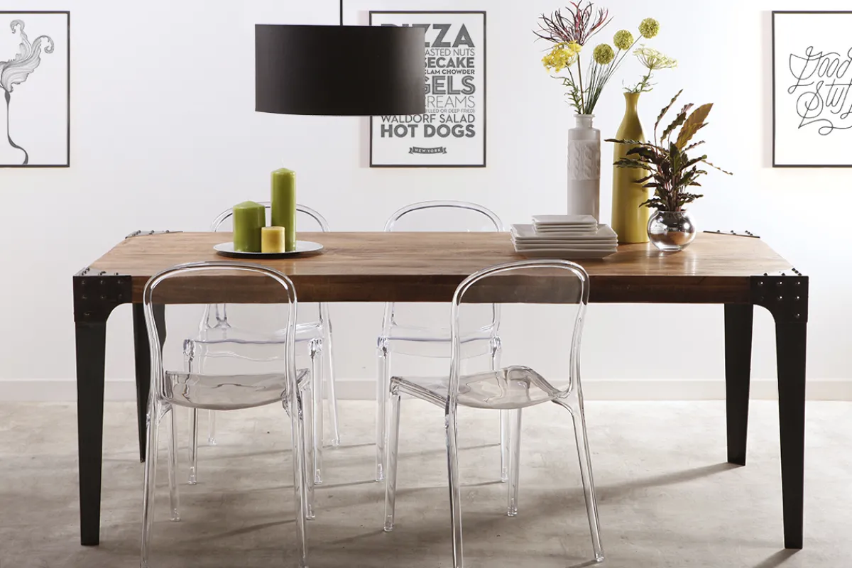 Miliboo Industrieller Esstisch Metall und Holz L200 MADISON* Esstische