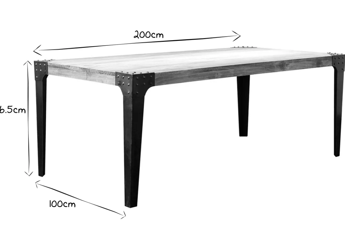 Miliboo Industrieller Esstisch Metall und Holz L200 MADISON* Esstische
