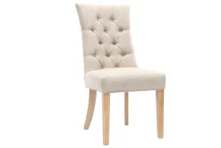 Miliboo Klassischer Stuhl, naturfarbener Stoff, Beine aus hellem Holz VOLTAIRE* Design-stühle