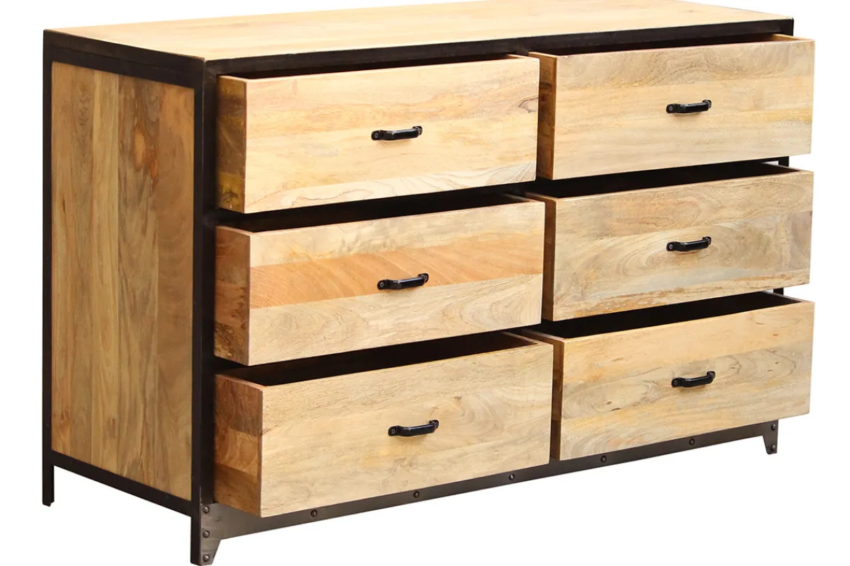 Miliboo Kommode 6 Schubladen Holz und Metall INDUSTRIA* Kommoden|Kommoden