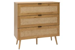 Miliboo Kommode aus hellem Holz, Rattangeflecht und schwarzem Metall 3 Schubladen L100 cm MANILLE* Kommoden|Kommoden