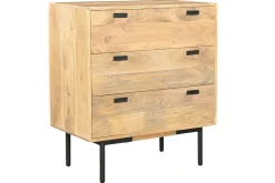 Miliboo Kommode aus hellem massivem Mangoholz und schwarzem Metall 3 Schubladen B70 cm JUDE* Kommoden|Kommoden