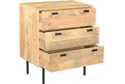 Miliboo Kommode aus hellem massivem Mangoholz und schwarzem Metall 3 Schubladen B70 cm JUDE* Kommoden|Kommoden