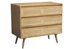 Miliboo Kommode aus massivem Mangoholz und Rattan-Rohrgeflecht 3 Schubladen B90 cm ACANGE* Kommoden|Kommoden