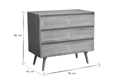 Miliboo Kommode aus massivem Mangoholz und Rattan-Rohrgeflecht 3 Schubladen B90 cm ACANGE* Kommoden|Kommoden