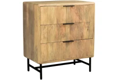 Miliboo Kommode aus massivem Mangoholz mit Gravur und schwarzem Metall 3 Schubladen L70 cm MORISSON* Kommoden|Kommoden