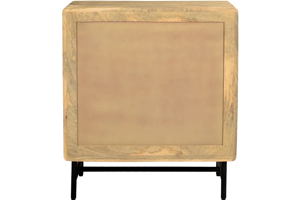 Miliboo Kommode aus massivem Mangoholz mit Gravur und schwarzem Metall 3 Schubladen L70 cm MORISSON* Kommoden|Kommoden