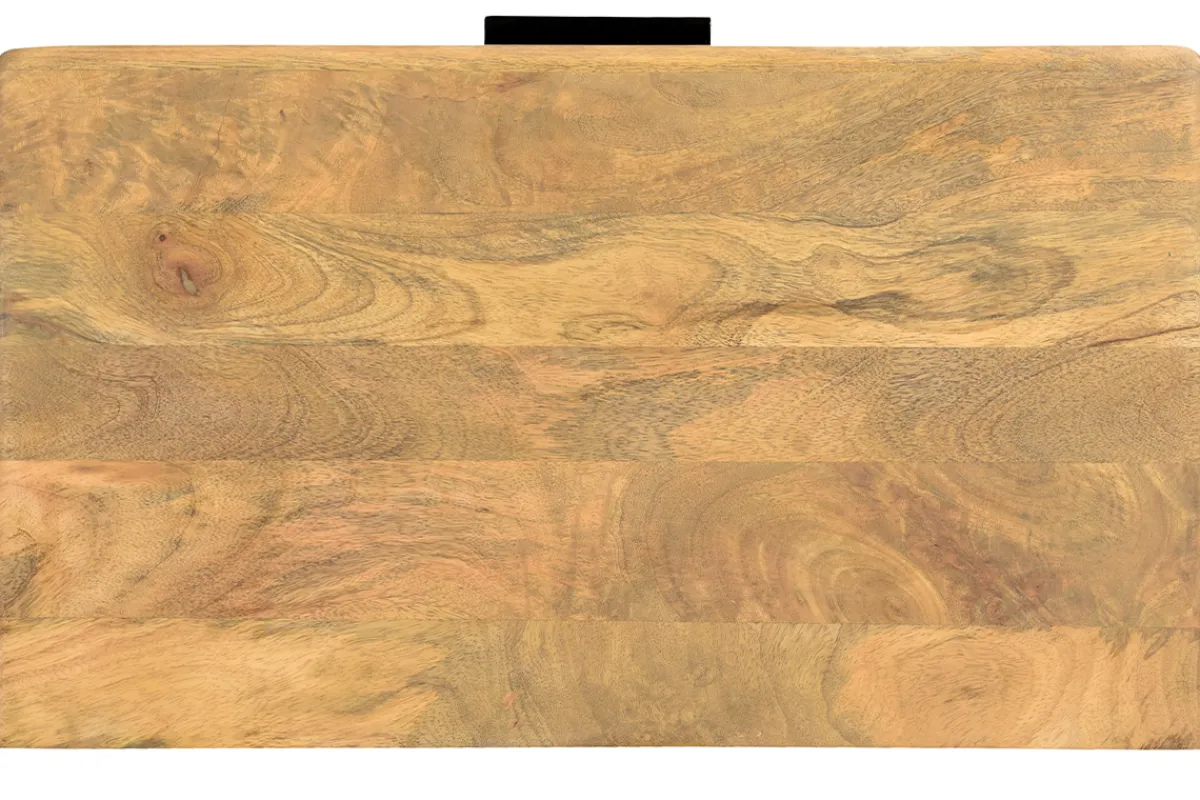 Miliboo Kommode aus massivem Mangoholz mit Gravur und schwarzem Metall 3 Schubladen L70 cm MORISSON* Kommoden|Kommoden