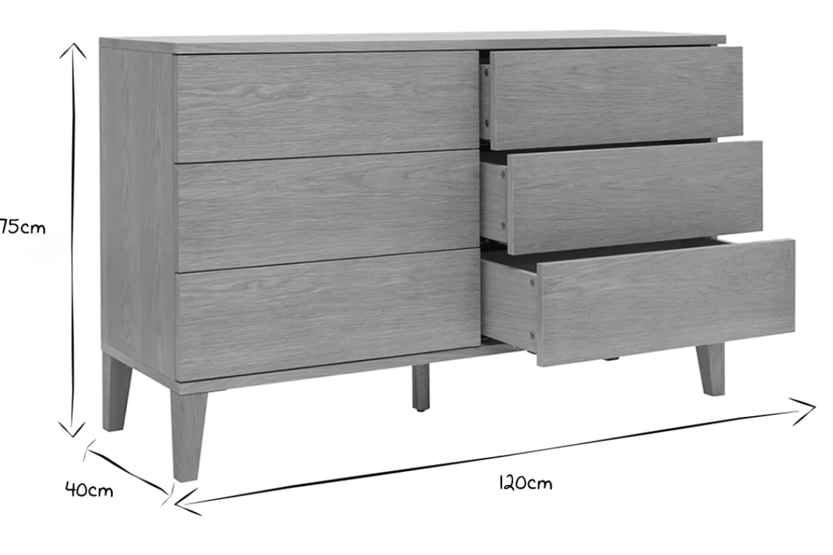 Miliboo Kommode mit 6 Schubladen aus hellem Holz B120 cm FREDDY* Kommoden|Kommoden