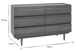 Miliboo Kommode mit 6 Schubladen aus dunklem Holz B120 cm SANAA* Kommoden|Kommoden