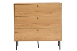 Miliboo Kommode mit hellem Holzdekor in Eiche und schwarzen Metallfüßen mit 3 Schubladen B100 cm PERNELLE* Kommoden|Kommoden
