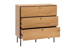 Miliboo Kommode mit hellem Holzdekor in Eiche und schwarzen Metallfüßen mit 3 Schubladen B100 cm PERNELLE* Kommoden|Kommoden