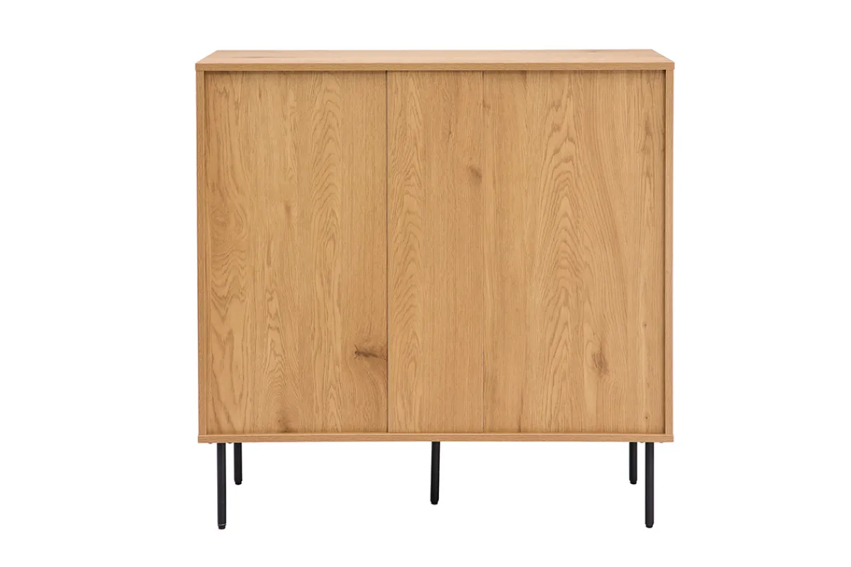 Miliboo Kommode mit hellem Holzdekor in Eiche und schwarzen Metallfüßen mit 3 Schubladen B100 cm PERNELLE* Kommoden|Kommoden