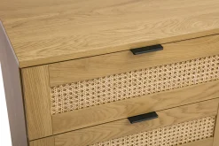 Miliboo Kommode mit heller Holzoberfläche, Rattan und schwarzem Metall, 3 Schubladen L120 cm MANILLE* Kommoden|Kommoden