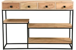 Miliboo Konsole 4 Schubladen aus Akazienholz und Metall schwarz L115 cm GRENELLE* Bücherregale|Bücherregale