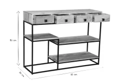 Miliboo Konsole 4 Schubladen aus Akazienholz und Metall schwarz L115 cm GRENELLE* Bücherregale|Bücherregale