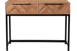 Miliboo Konsole aus Akazienholz und Metall schwarz 2 Schubladen L100 cm STICK* Konsolentische|Flurmöbel