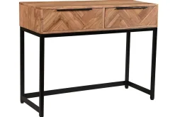 Miliboo Konsole aus Akazienholz und Metall schwarz 2 Schubladen L100 cm STICK* Konsolentische|Flurmöbel