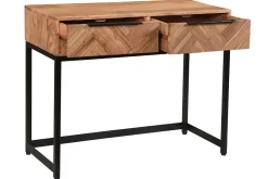 Miliboo Konsole aus Akazienholz und Metall schwarz 2 Schubladen L100 cm STICK* Konsolentische|Flurmöbel