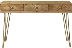 Miliboo Konsole graviert aus Mangoholz und vergoldetem Metall L120 cm LINIUM* Konsolentische|Flurmöbel