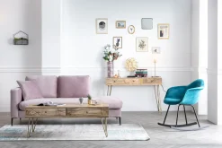 Miliboo Konsole graviert aus Mangoholz und vergoldetem Metall L120 cm LINIUM* Konsolentische|Flurmöbel