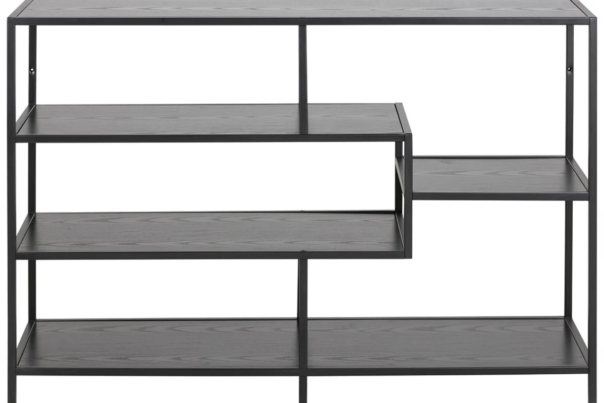 Miliboo Konsole im Industrial Style aus schwarzem Metall und Holz L114 cm TRESCA* Bücherregale|Bücherregale