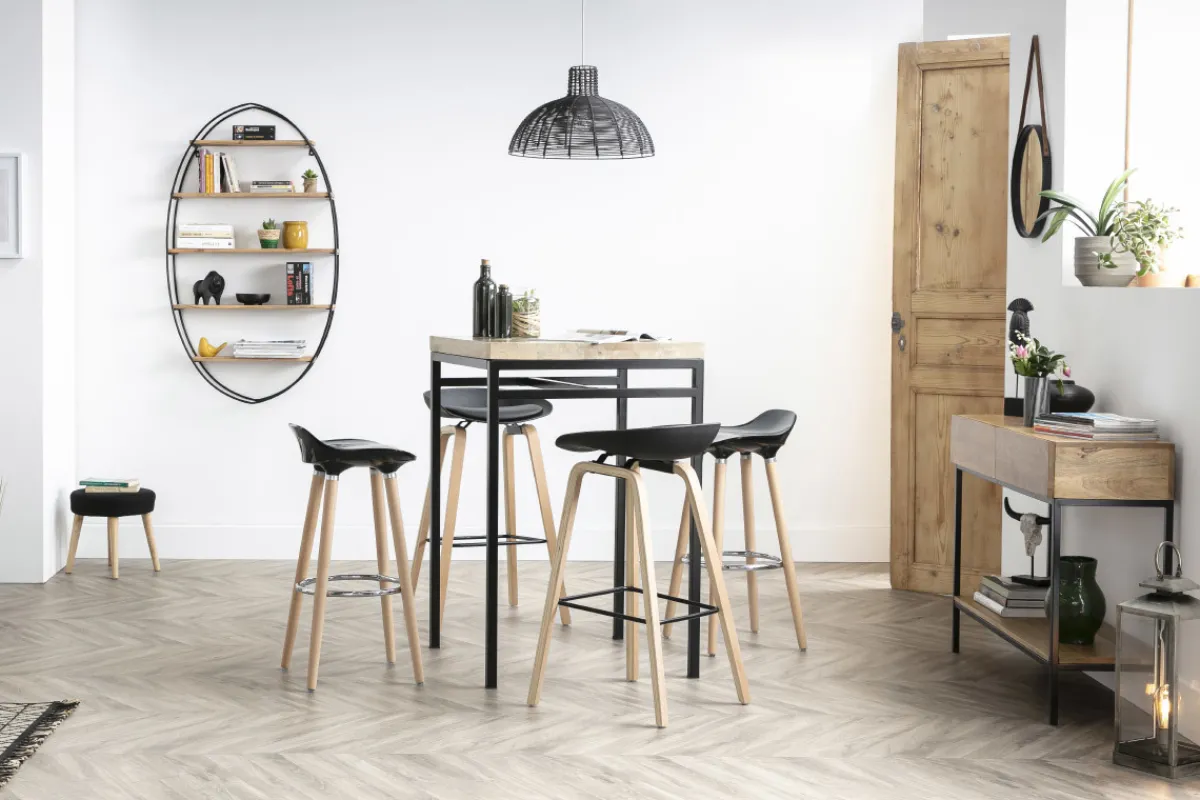 Miliboo Konsolenschreibtisch Industrie-Stil Mangoholz und Metall L110 cm YPSTER* Bücherregale|Bücherregale