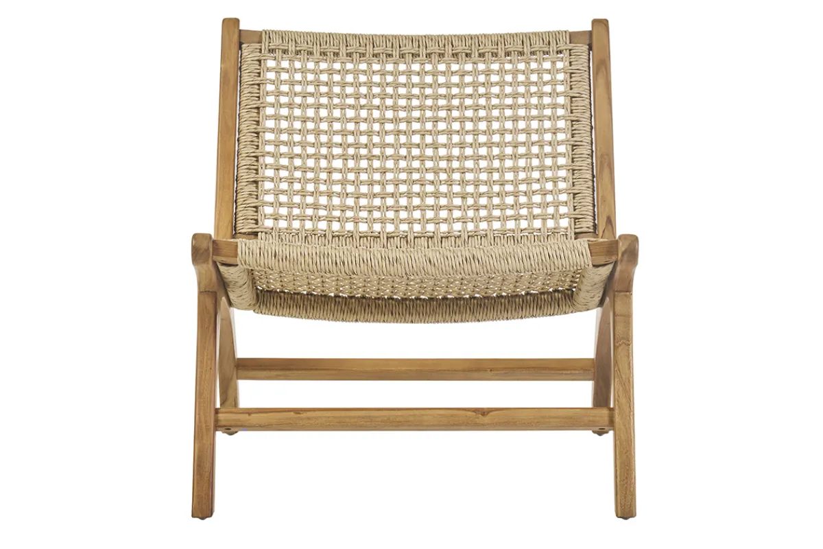 Miliboo Loungesessel aus massivem Teakholz und geflochtenem Seil SUMBA* Design-sessel|Sessel