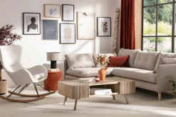 Miliboo Massiver Mango-Couchtisch mit Schiebetüren ALBA* Couchtische