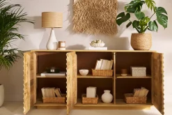 Miliboo Massivholz-Sideboard aus Mangoholz mit 3 Türen L160 cm MATCHA* Sideboards