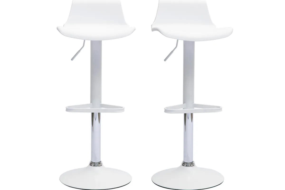 Miliboo Moderne weiße Barhocker 360° drehbar und höhenverstellbar (2er-Set) KRONOS* Barhocker