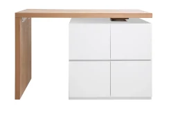 Miliboo Modularer Stehtisch mit Stauraum in Mattweiß und Eiche H91 cm MAX* Bartische/ Bar